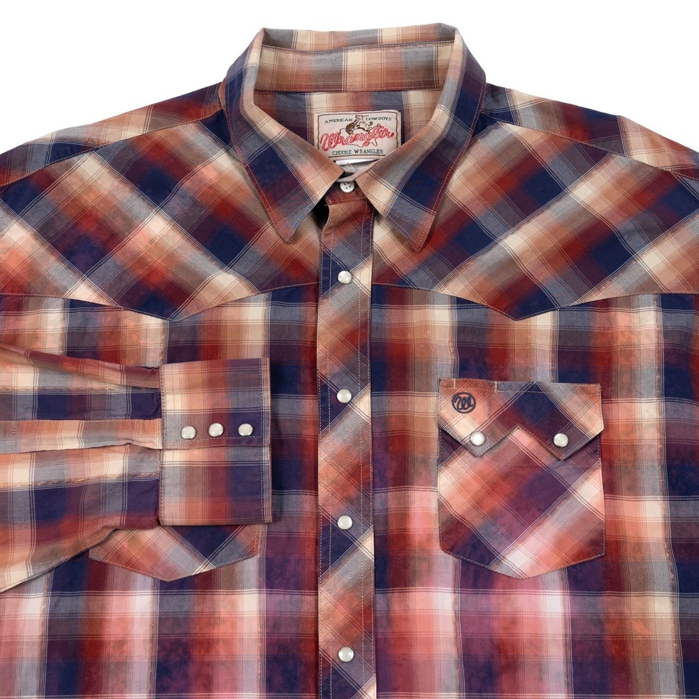 Wrangler‎ Western Shirt Men's 2XL Sawtooth Pearl Snap Foil Print Cowboy Work